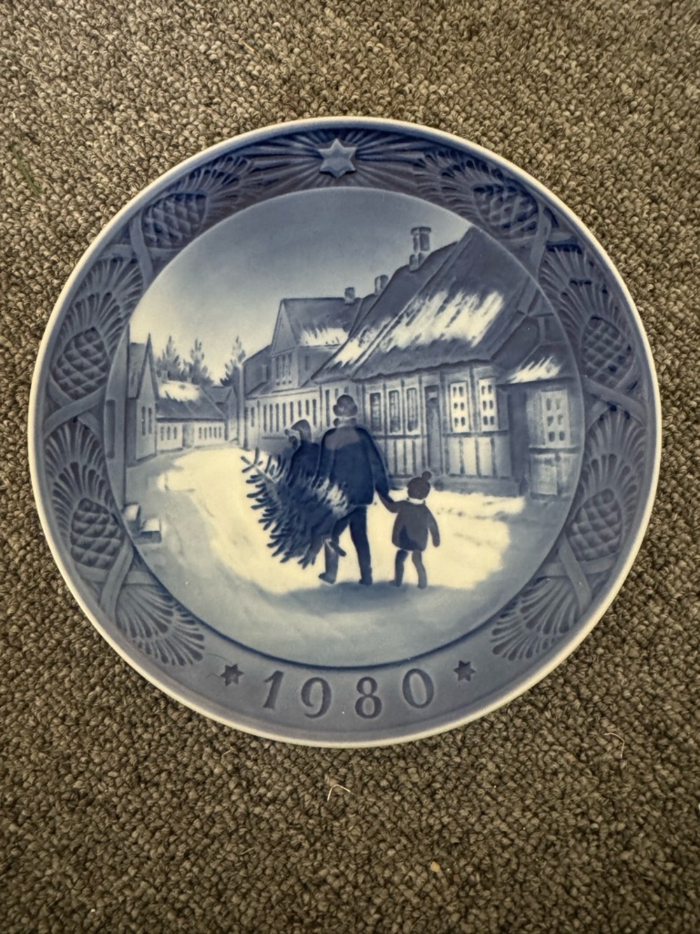 Royal Copenhagen Blue and White Holiday Scene Collector Plate